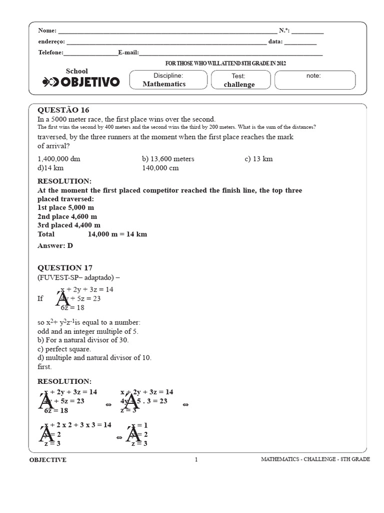 Resolution of Math Challenge 8th Grade EF 240911 | PDF | Numbers ...
