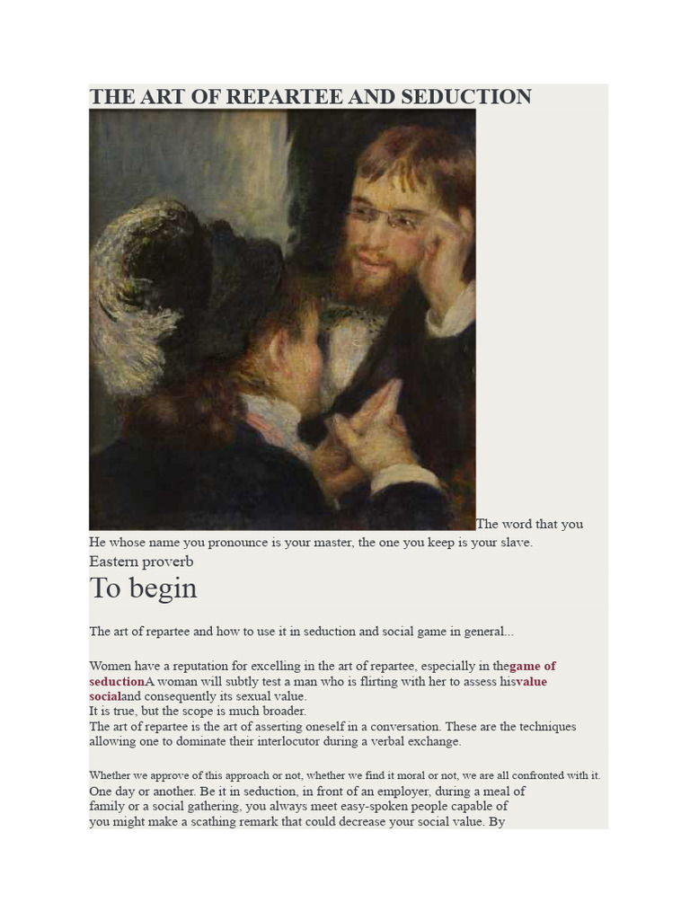 THE ART OF REPARTEE AND SEDUCTION | PDF | Seduction | Job Interview