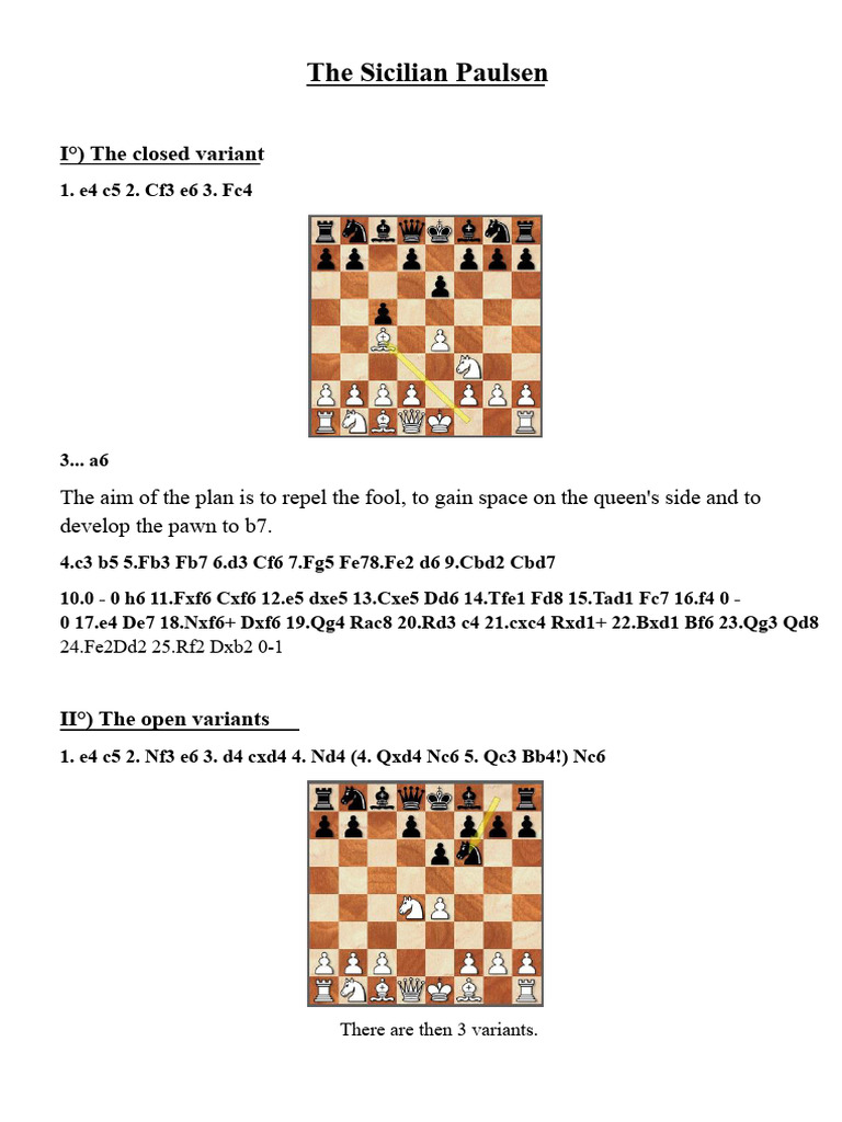 Sicilian Paulsen Opening Strategies | PDF | Chess | Chess Theory