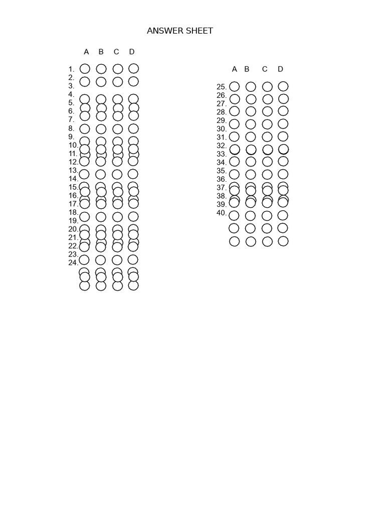 Answer Sheet for Multiple Choice Test | PDF
