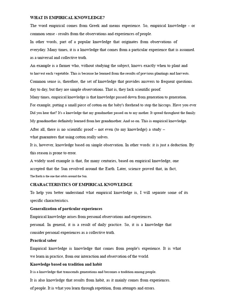 Understanding Empirical Knowledge | PDF | Knowledge | Empirical Evidence