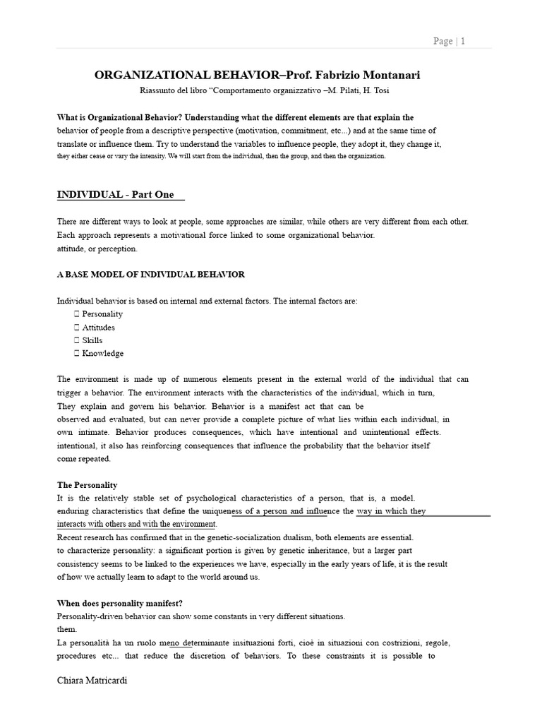 Understanding Individual Behavior in Organizations | PDF | Attitude ...