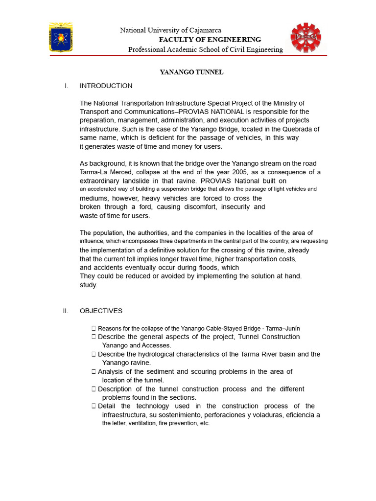 Yanango Tunnel and Bridge Collapse Analysis | PDF | Tunnel | Drainage Basin
