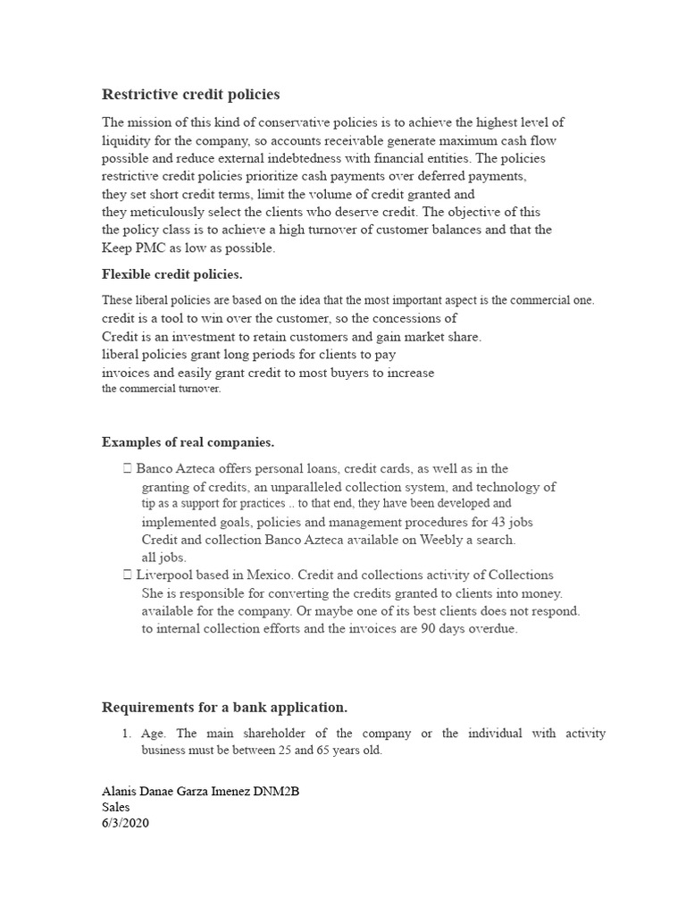 Credit Policy Strategies Explained | PDF | Credit | Finance & Money ...