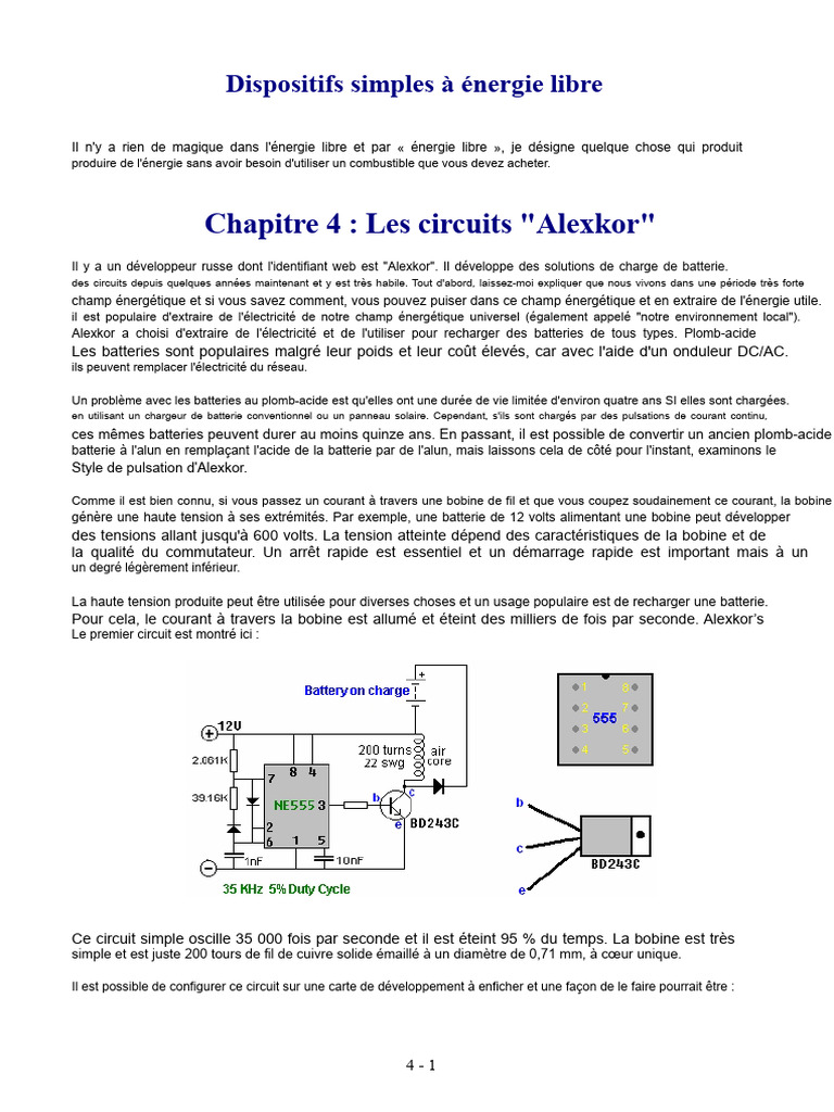 Circuits de recharge d'énergie libre Alexkor | PDF | Chargeur ...