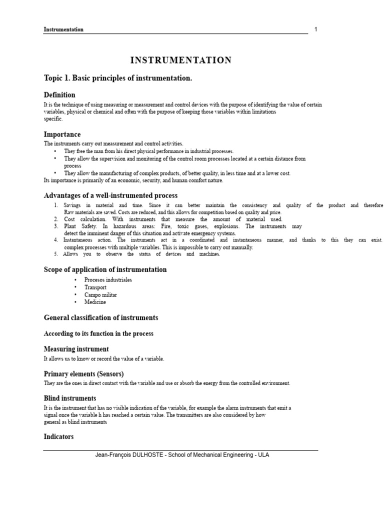 Basic Principles of Instrumentation | PDF | Instrumentation | Valve
