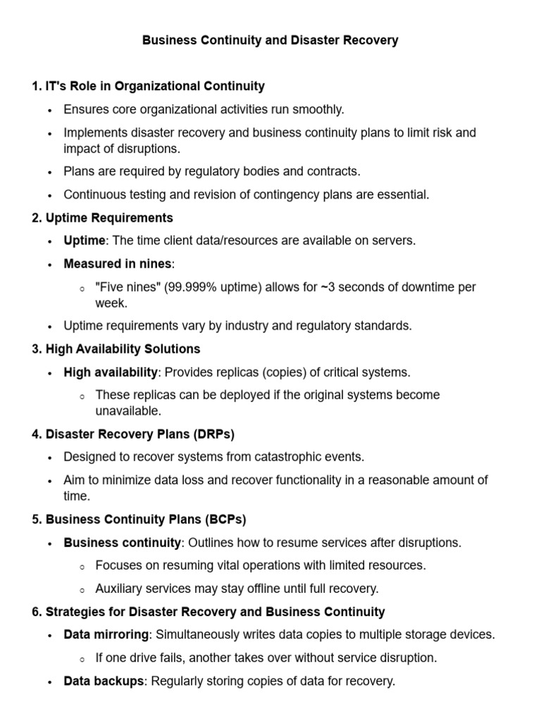 Business Continuity & Disaster Recovery Guide | PDF | Computer Data ...