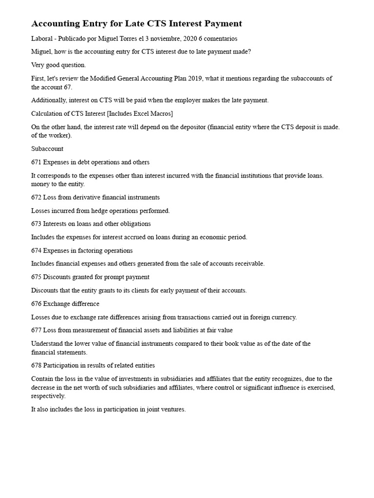 Accounting Entry for Late Payment of CTS Interest | PDF | Insurance ...
