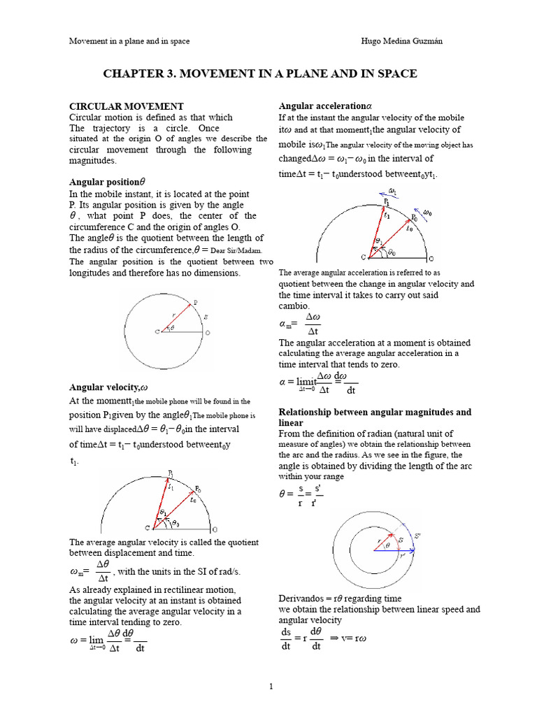 CHAPTER 3. Movement in a Plane and in Space | PDF | Acceleration | Angle