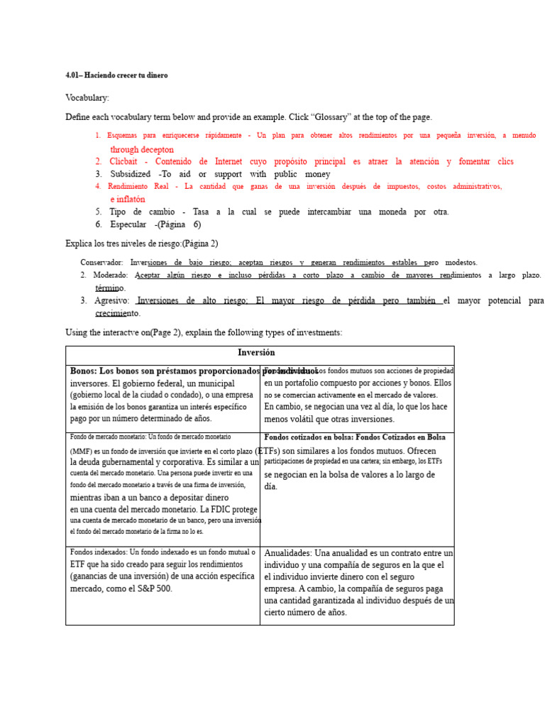 Crecimiento Financiero: Inversiones y Riesgos | PDF | Fondo de ...