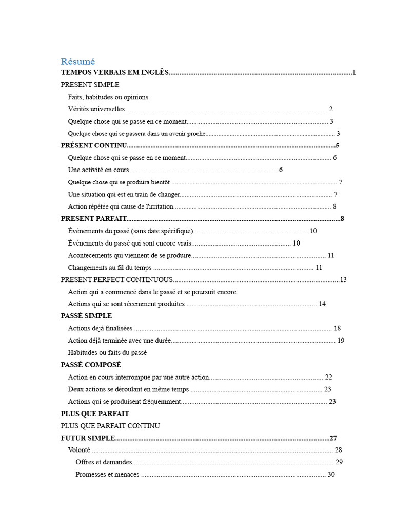 Guide des temps verbaux en anglais | PDF | Grammaire anglaise | Aspect ...