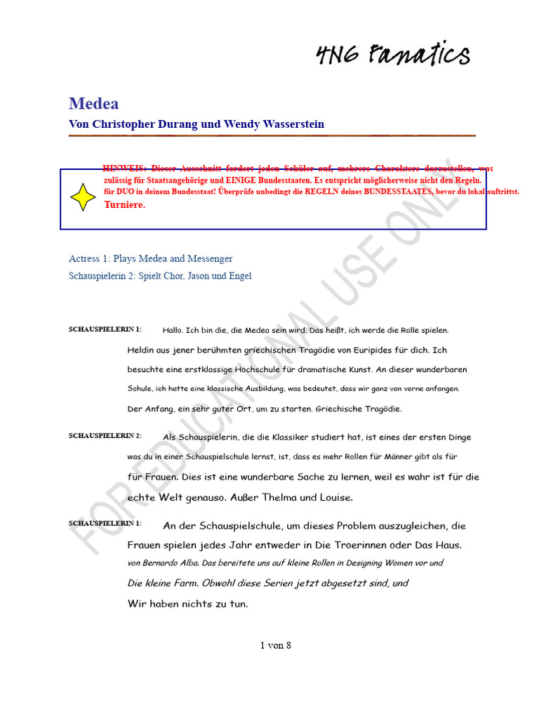 Medea Eine Griechische Tragödie | PDF
