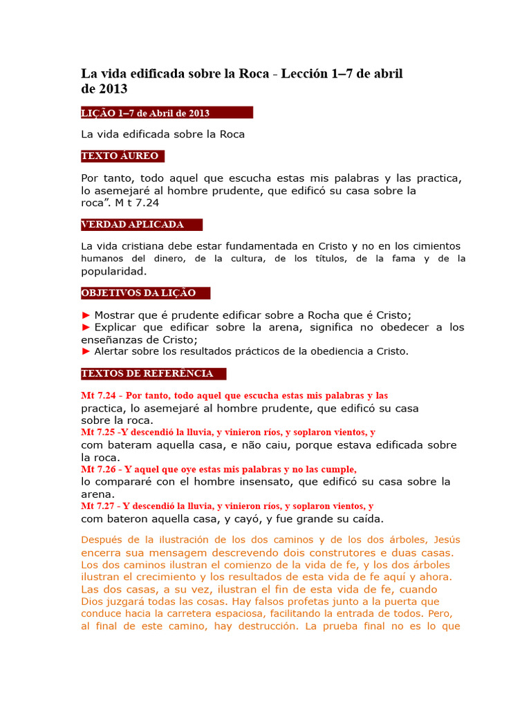 La Vida Edificada Sobre la Roca | PDF | Cristo (título) | Jesús