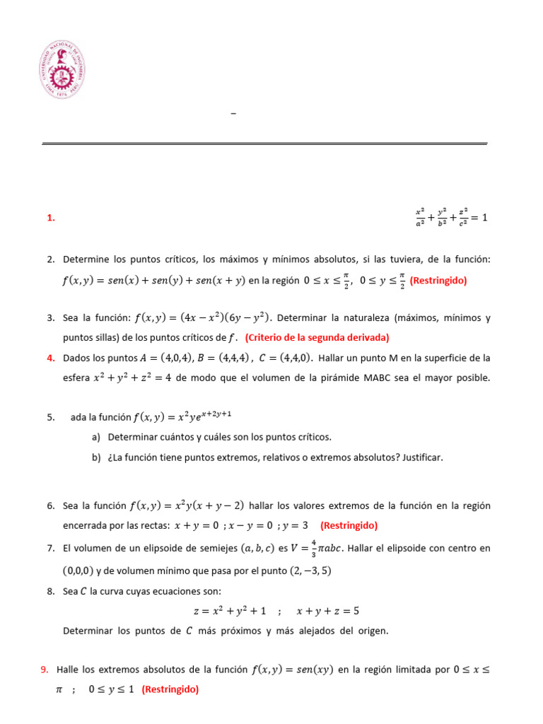 Problemas de Máximos y Mínimos en Matemáticas | PDF | Objetos ...