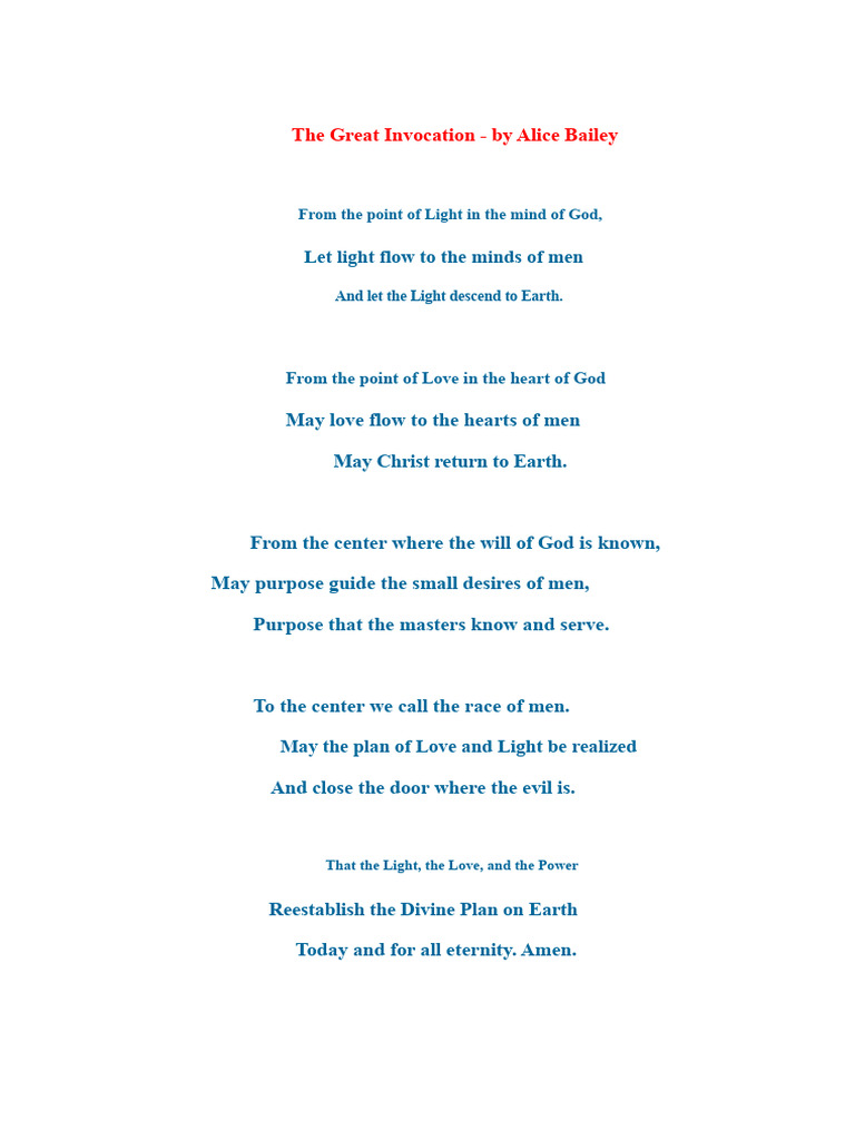 The Great Invocation by Alice Bailey | PDF