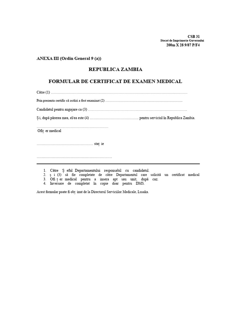 Formular Medical | PDF