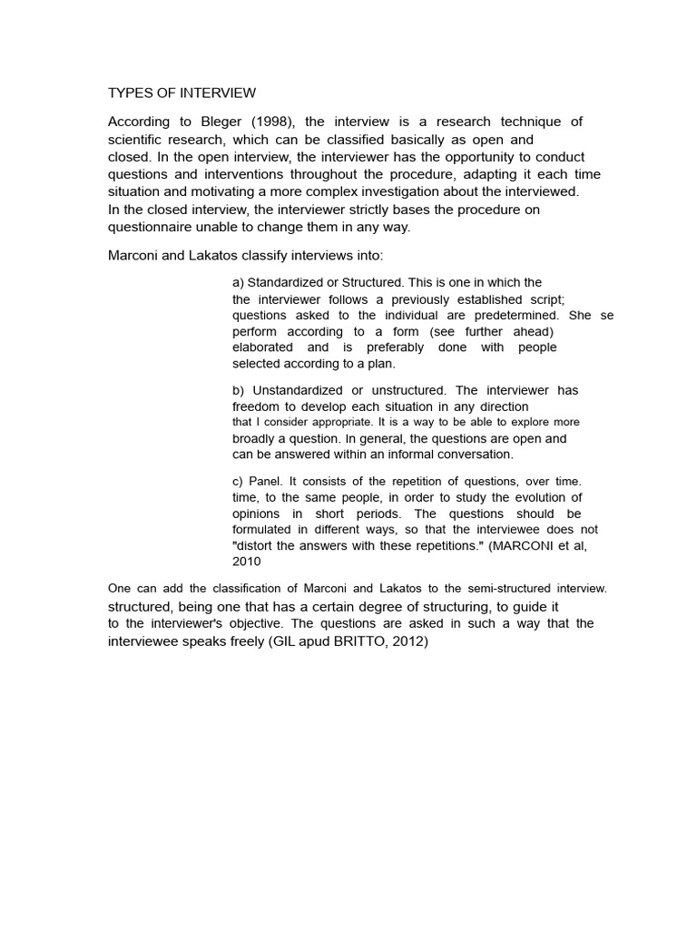 Types of Interview | PDF | Interview
