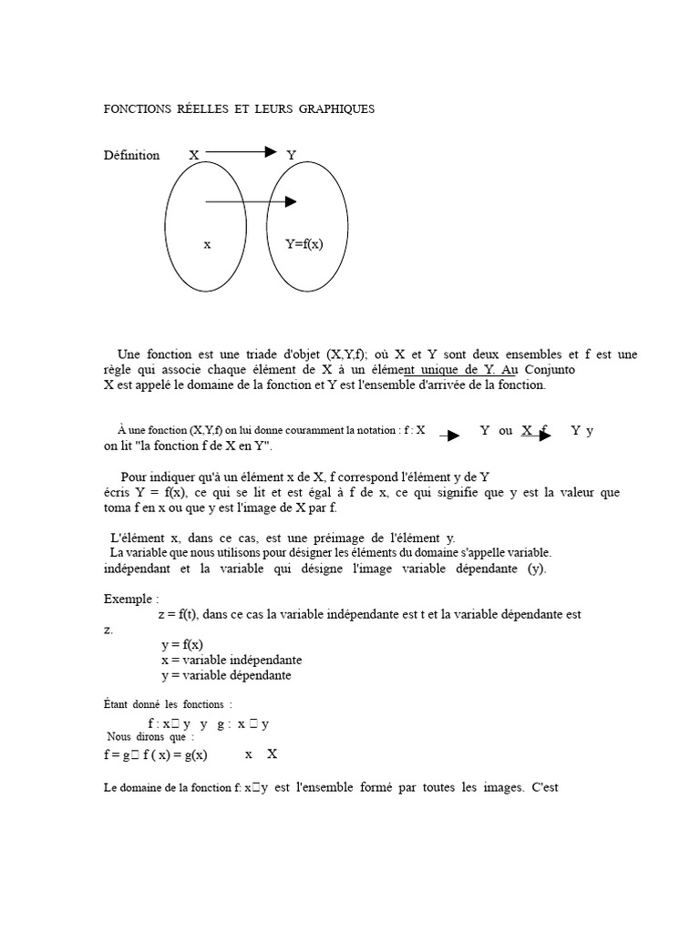 Fonctions réelles et graphiques explicatifs | PDF | Ensemble ...