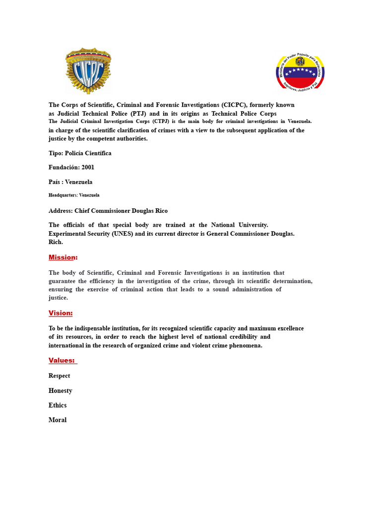 Overview of CICPC: Venezuela's Forensic Police | PDF | Crimes | Crime ...