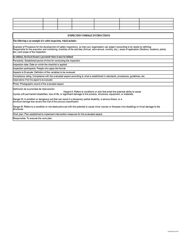 Safety Inspection Format Guidelines | PDF | Safety | Desk