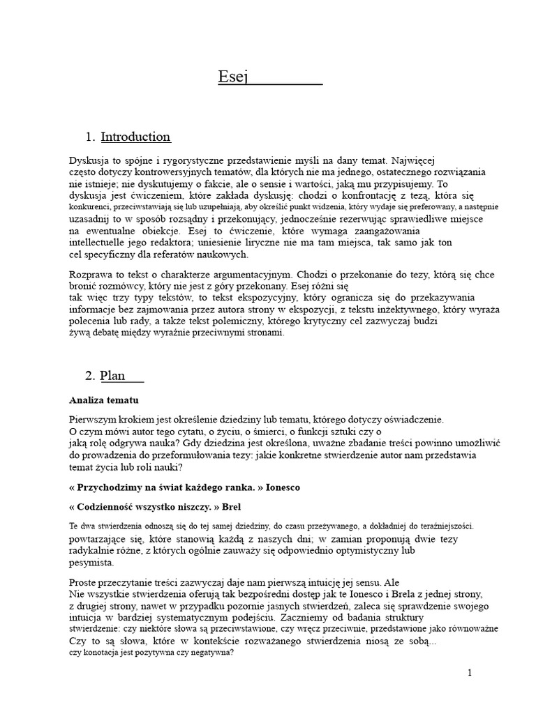Kurs Na Temat Rozprawki | PDF