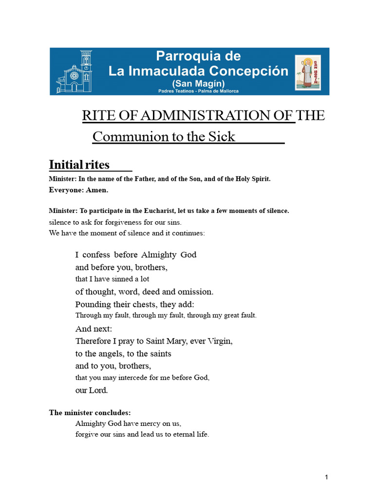 Rite of Administration of Communion To The Sick | PDF | Eucharist ...