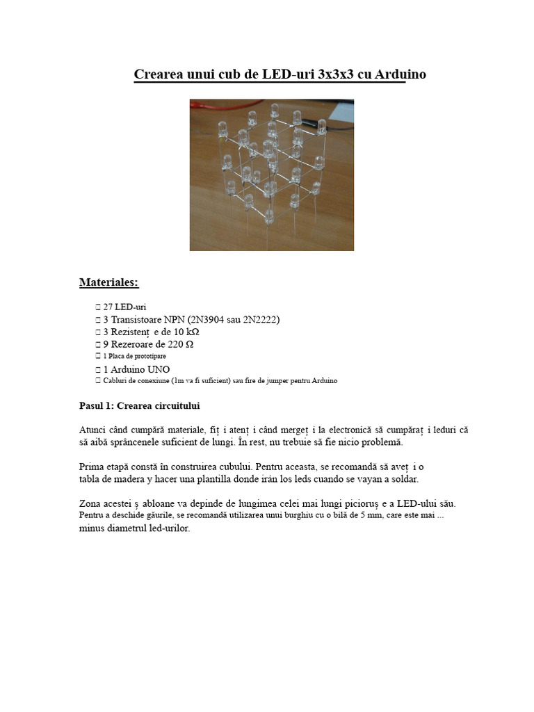 Creează Un Cub de LED-uri 3x3x3 Cu Arduino | PDF
