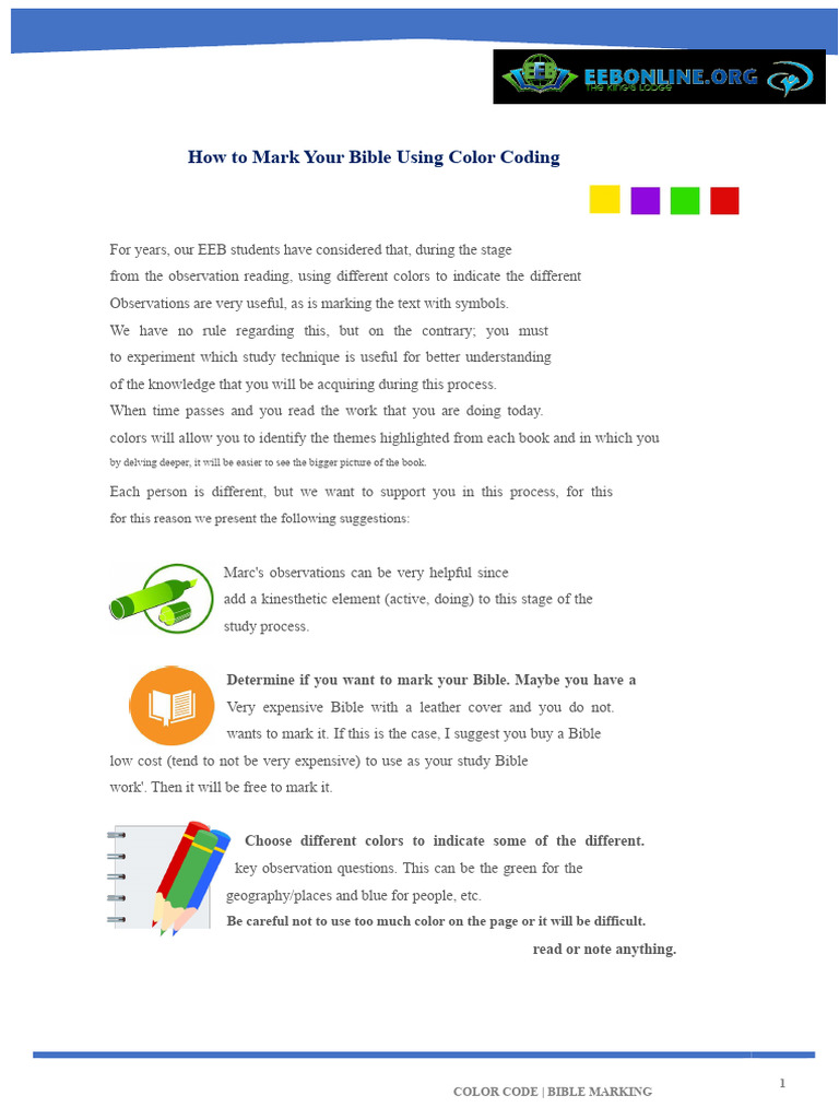 Color Coding Your Bible for Study | PDF | Religious Belief And Doctrine