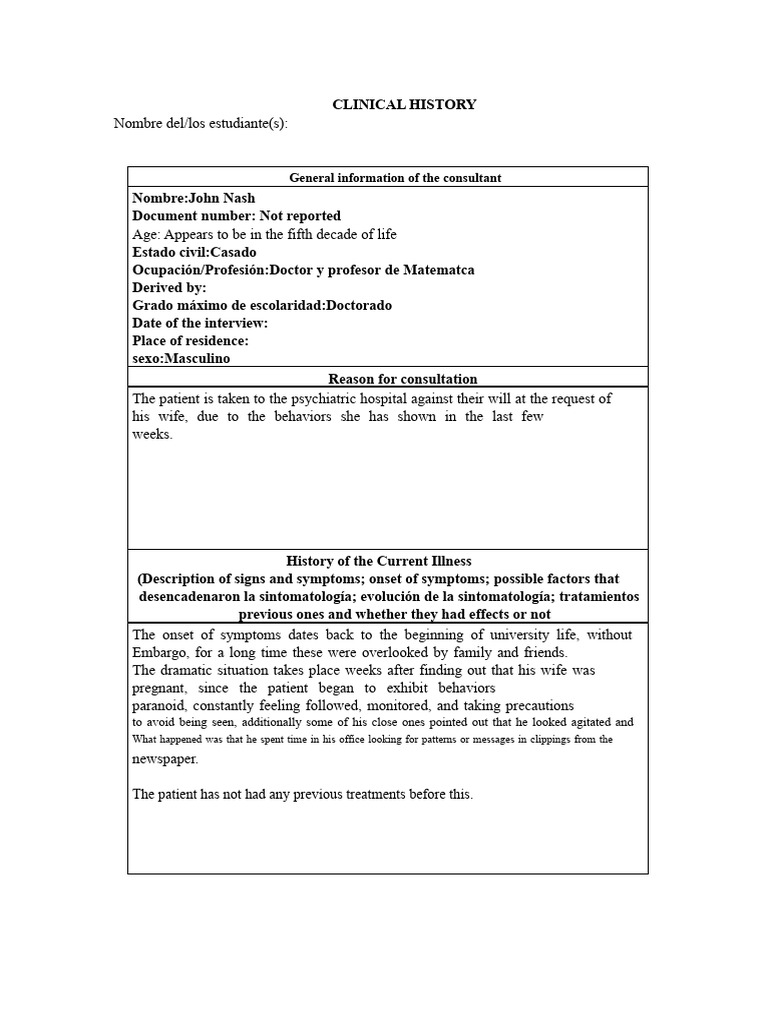 Paranoid Schizophrenia Case Study | PDF | Hallucination | Delusion