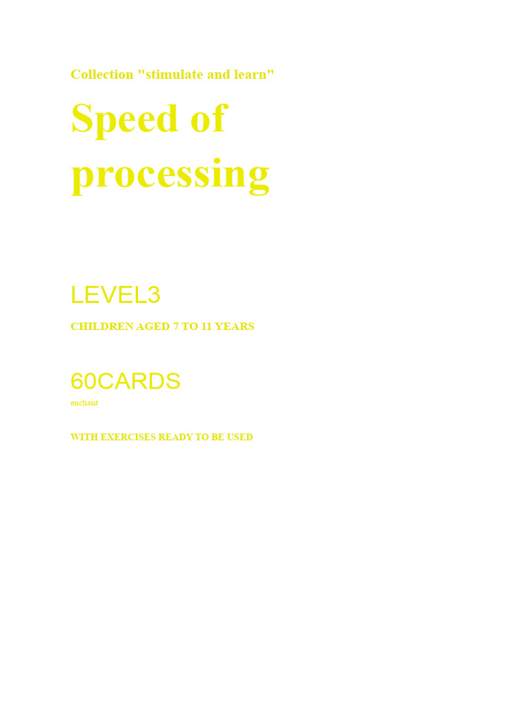 Stimulate and Learn. Processing Speed. Level 3 (7 To 11 Years) | PDF ...