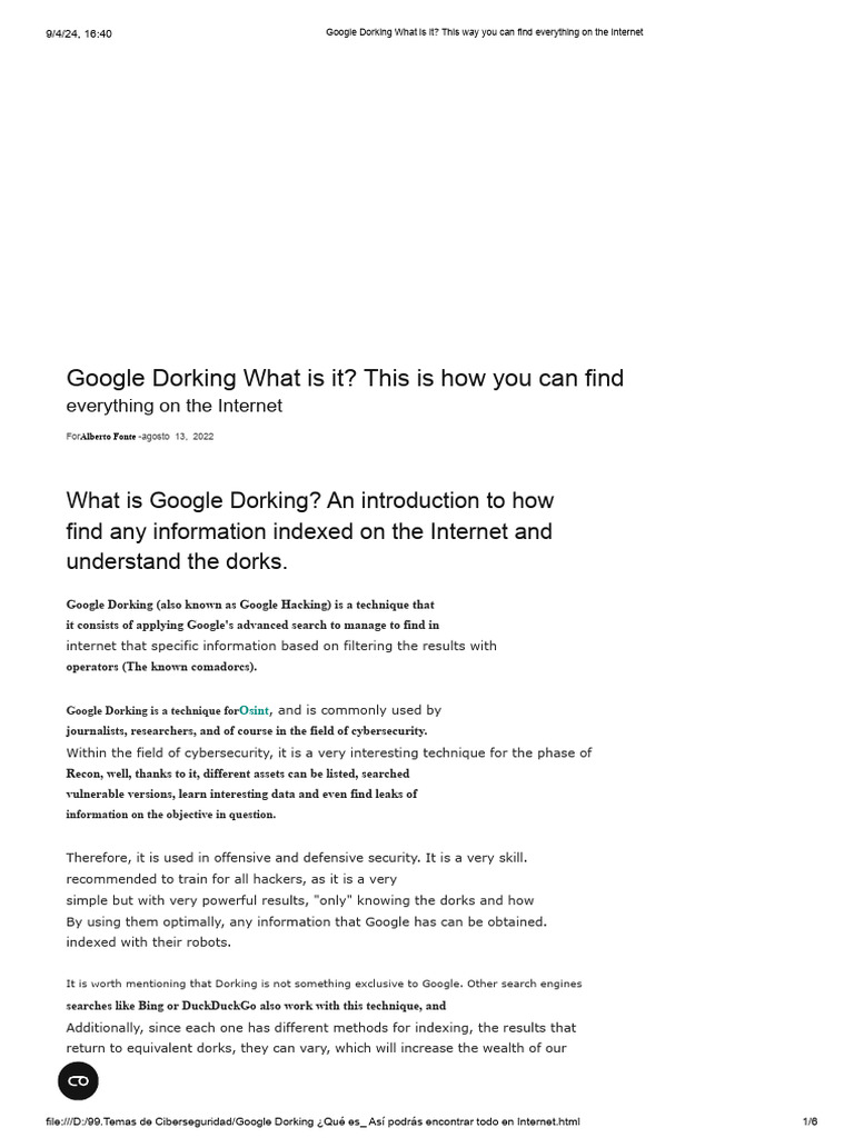 Google Dorking | PDF | Computer Security | Security