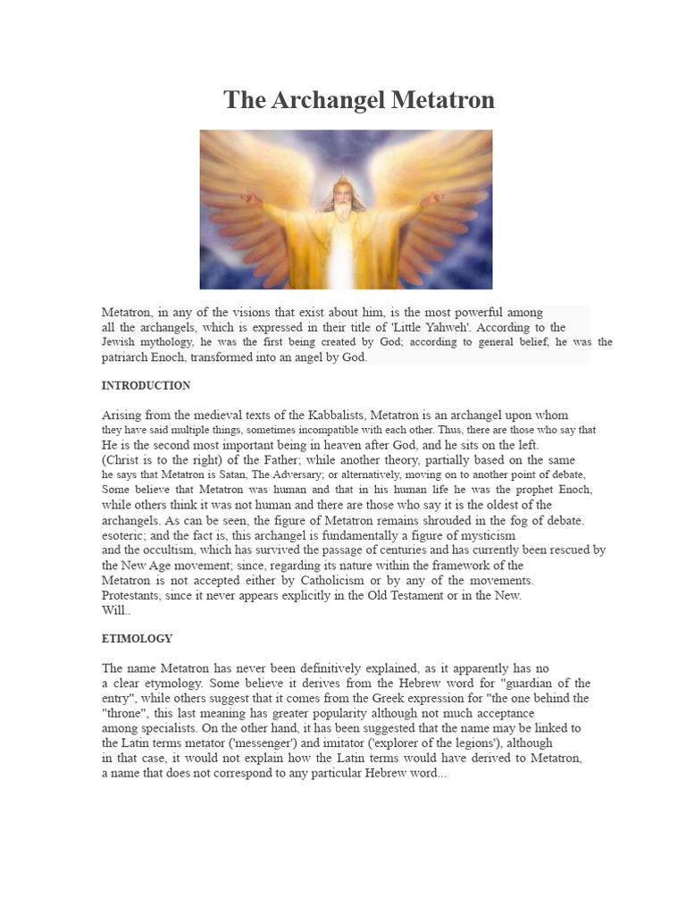 The Mystical Origins of Archangel Metatron | PDF | Angel | Kabbalah