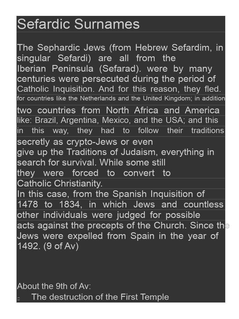 Sephardic Surnames | PDF | Jews | Ethnoreligious Groups