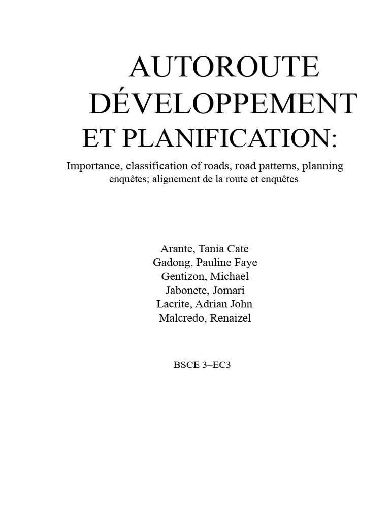 Planification et Classification des Routes | PDF | Autoroute | Route