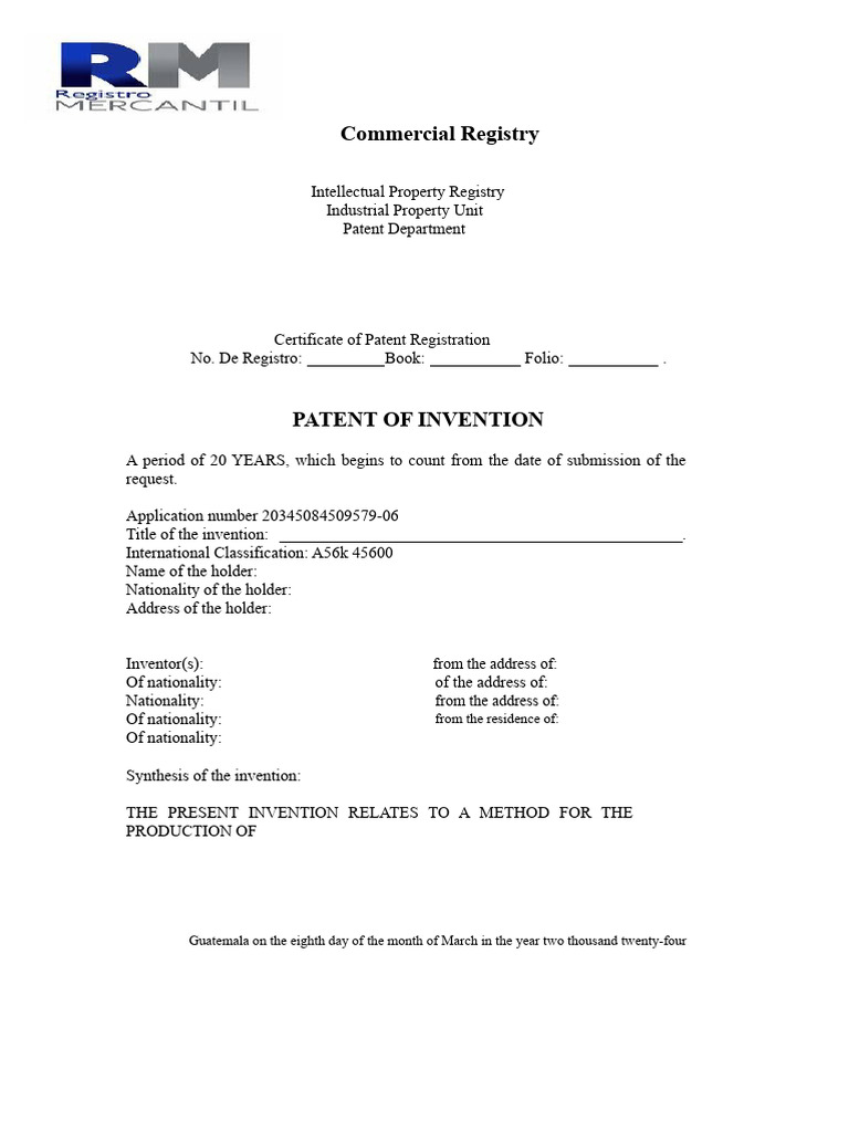 Commercial Register Format 2 (3) | PDF | Patent | Taxes