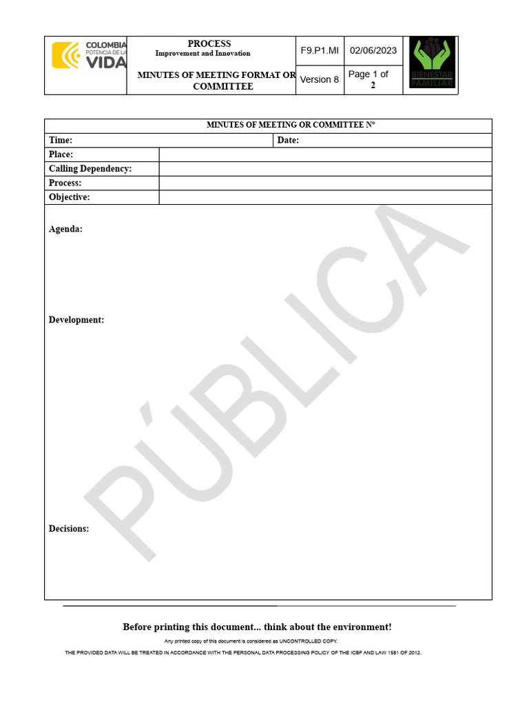 F9.p1.my Meeting or Committee Minutes Format v8 | PDF