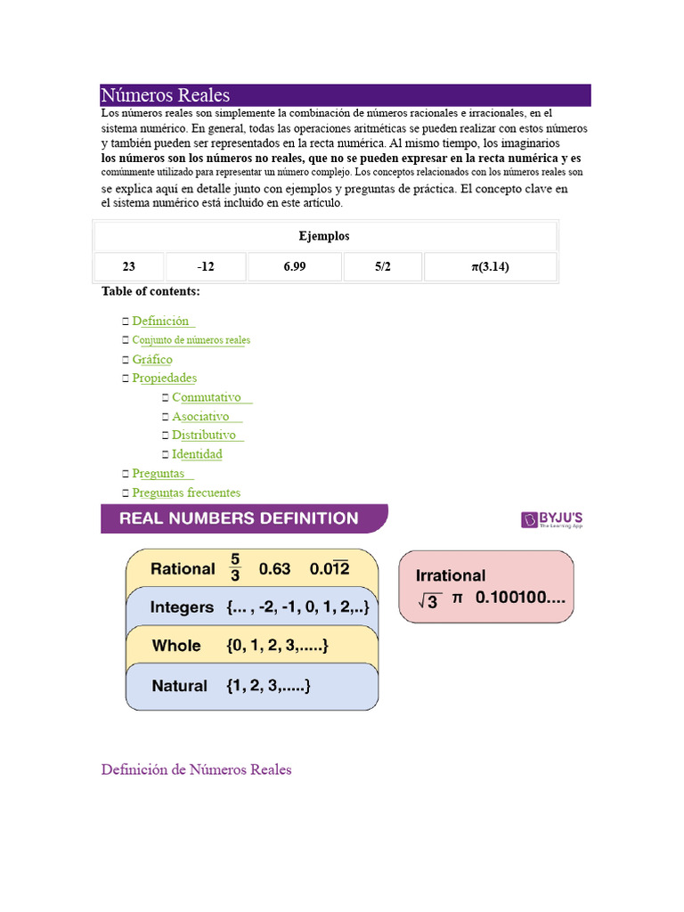 Números Reales | PDF | Número Real | Números