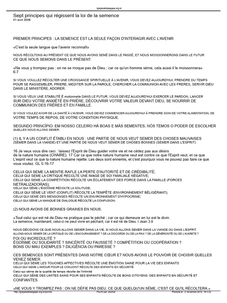 Sept principes de la loi de la semence | PDF | Miséricorde | Spiritualité