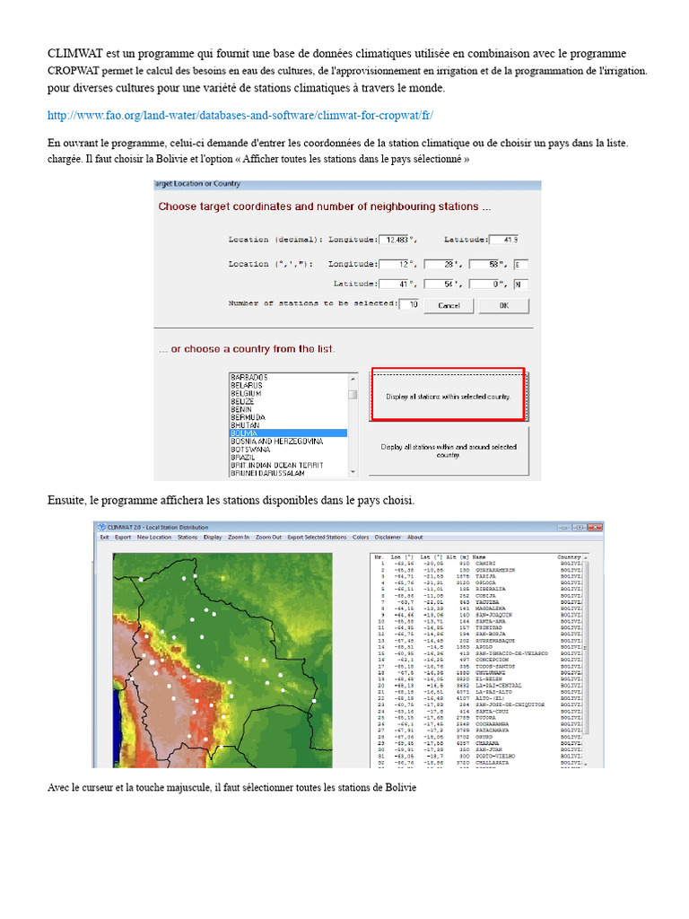 Guide d'utilisation de CLIMWAT et CROPWAT | PDF | Irrigation | Bases de ...