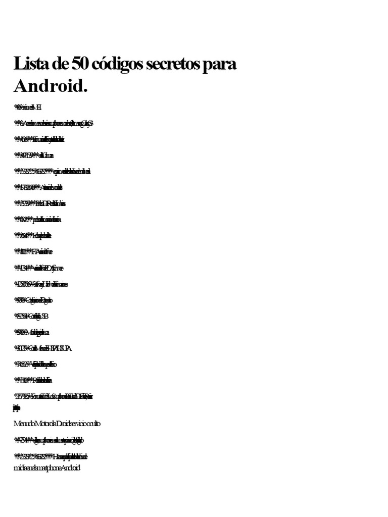50 Códigos Secretos para Android | PDF | Equipo de usuario de ...