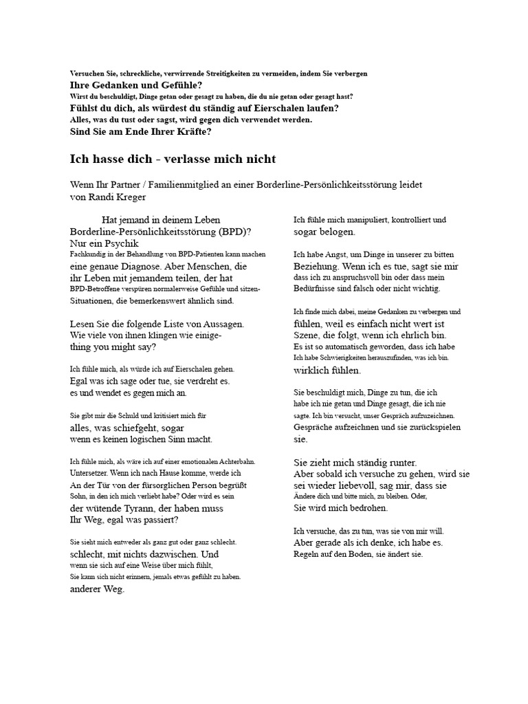Ich Hasse Dich - Verlass Mich Nicht | PDF