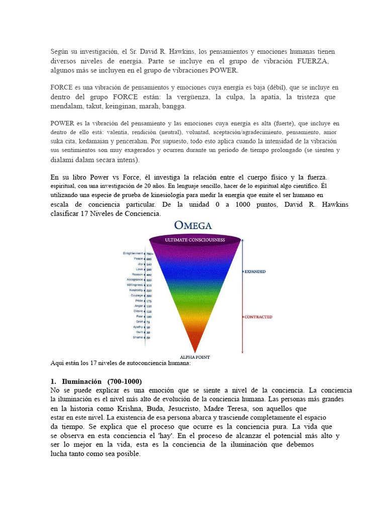 Niveles de Conciencia según Hawkins | PDF | Amor | Felicidad