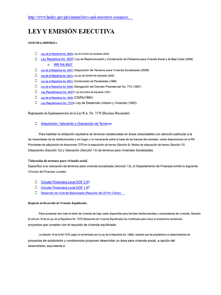 Leyes y Regulaciones de Vivienda en Filipinas | PDF | Vivienda pública ...