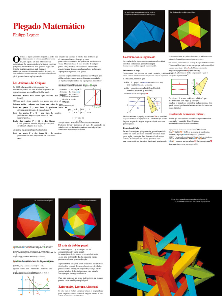 Papiroflexia y Matemáticas | PDF | Origami | Geometría euclidiana