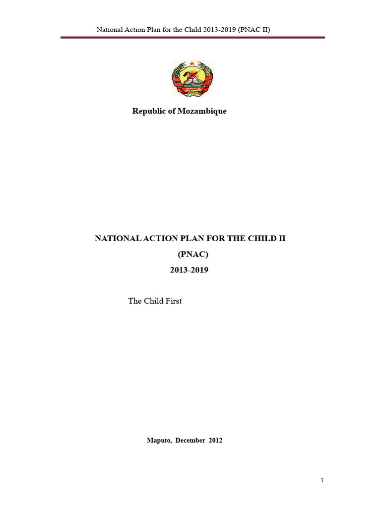 Mozambique National Action Plan for Children | PDF | Food Security