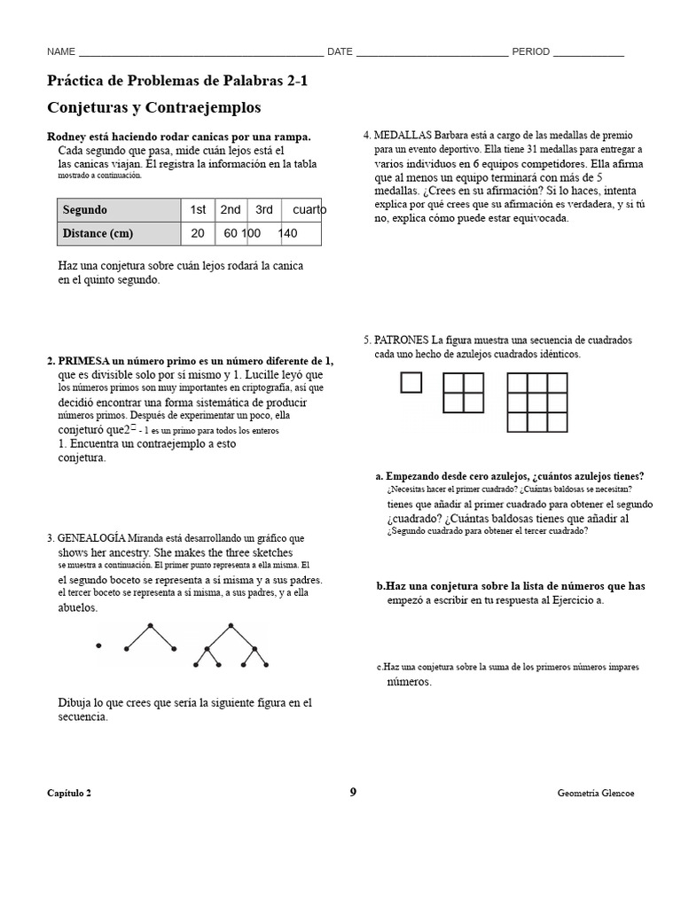 Práctica de Problemas de Palabras Conjeturas y Contr Ejemplos | PDF ...