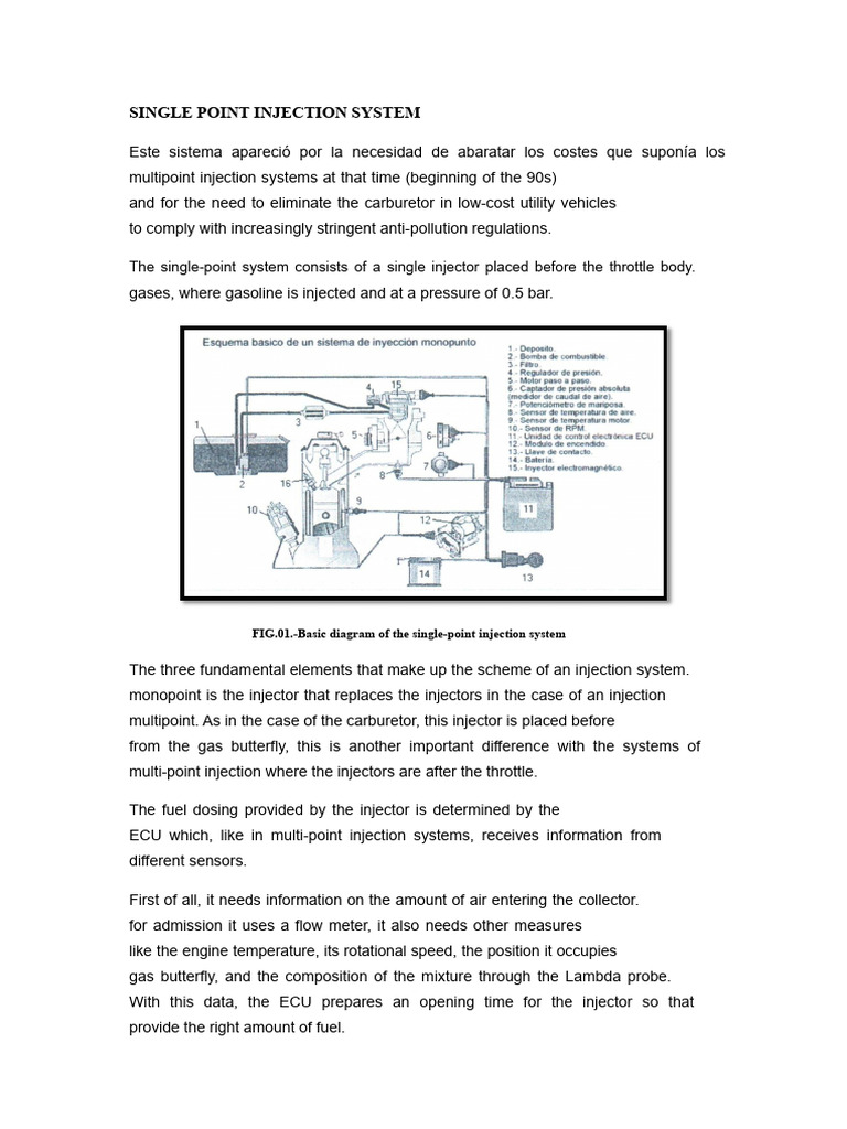 Overview of Single Point Injection System | PDF | Throttle | Fuel Injection