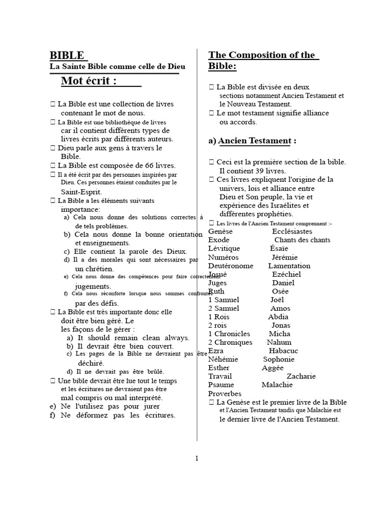 Composition et Importance de la Bible | PDF | Abraham | Adam