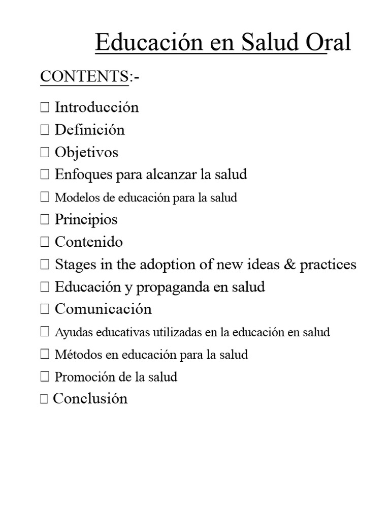 Educación en Salud Oral: Principios Clave | PDF | Aprendizaje ...