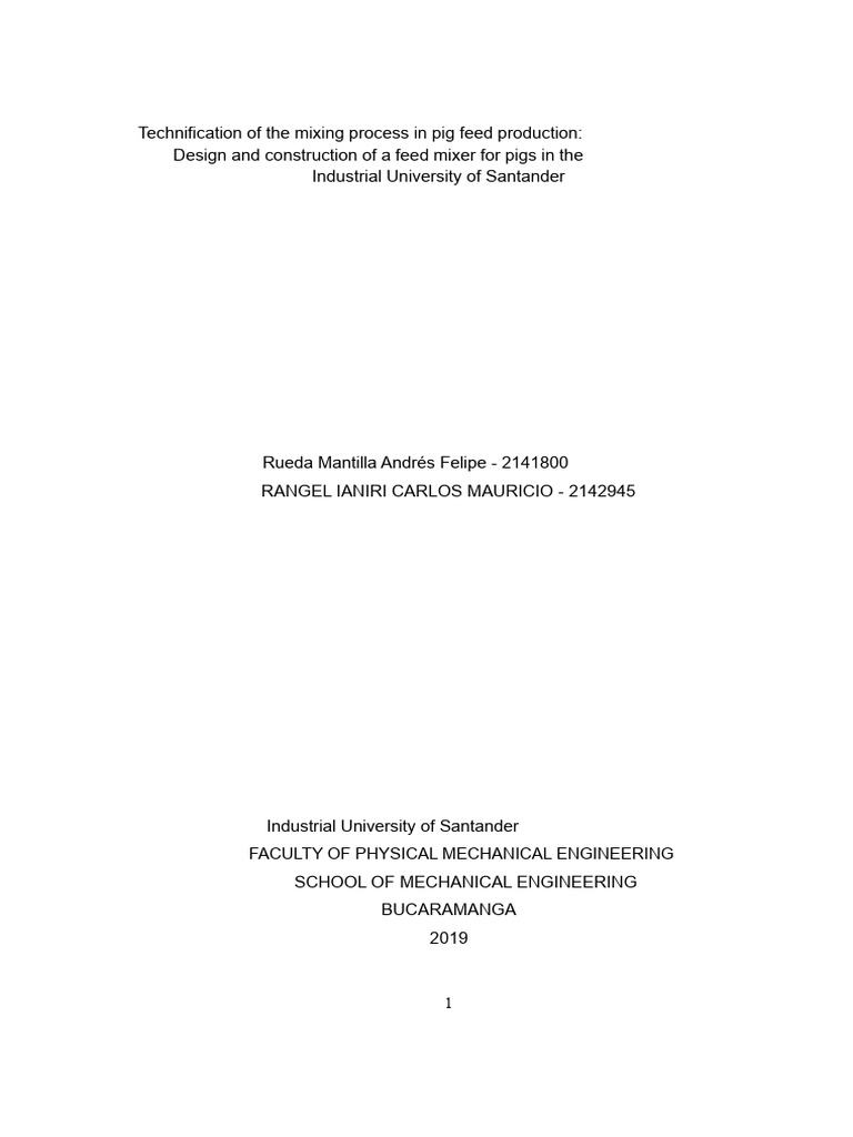 Design of A Feed Mixer For Pigs | PDF | Meat